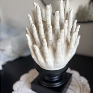 Unique Rare Touching TMS White Hand Sculpture candle holder *Offer